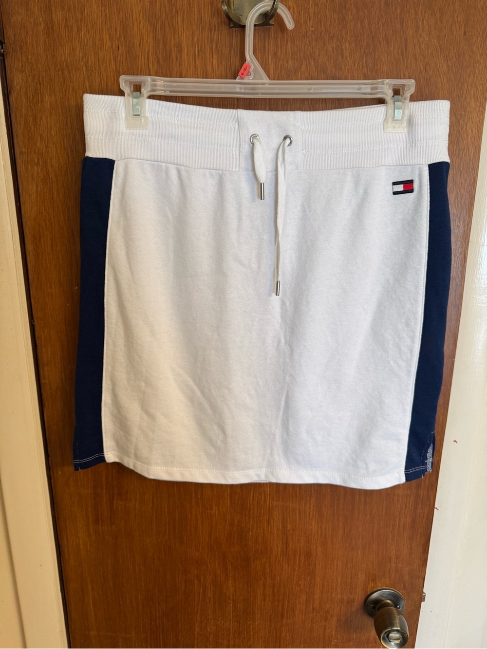 New With Tags, Tommy Hilfiger White & Navy Drawstring Athletic Skirt, Size Large